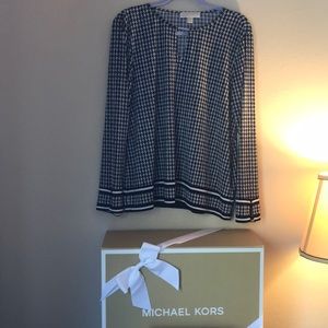 ❄️Houndstooth Michael Kors Long Sleeve Blouse❄️